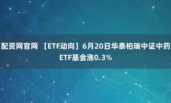 配资网官网 【ETF动向】6月20日华泰柏瑞中证中药ETF基金涨0.3%